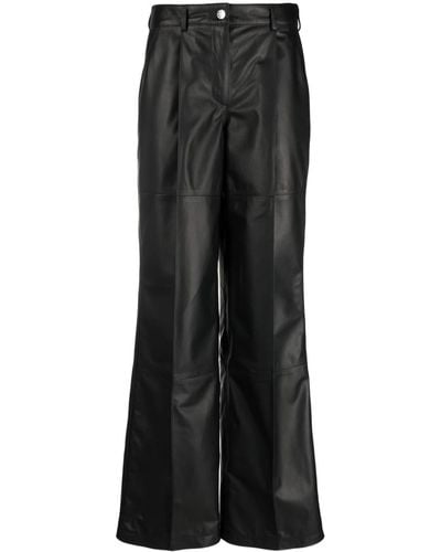 Manokhi High-waisted Leather Trousers - Black