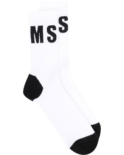 MSGM Chaussettes à logo imprimé - Blanc