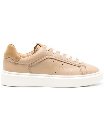 Doucal's Panelled Leather Trainers - Brown