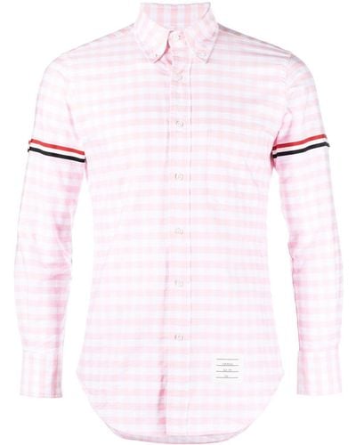 Thom Browne Rwb-stripe Gingham Shirt - Pink