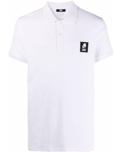 Karl Lagerfeld ロゴパッチ ポロシャツ - ホワイト