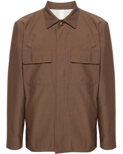 Lardini スプレッドカラー シャツジャケット - ブラウン
