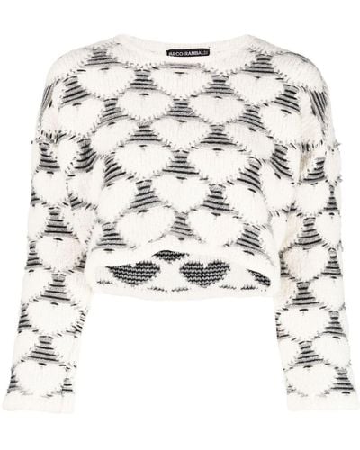 Marco Rambaldi Jacquard-knit Heart Cropped Sweater - White