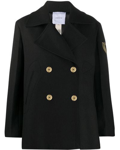 Patou Double Breasted Coat - Black