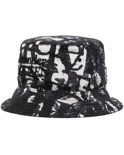 Alexander McQueen Fischerhut mit abstraktem Print - Schwarz