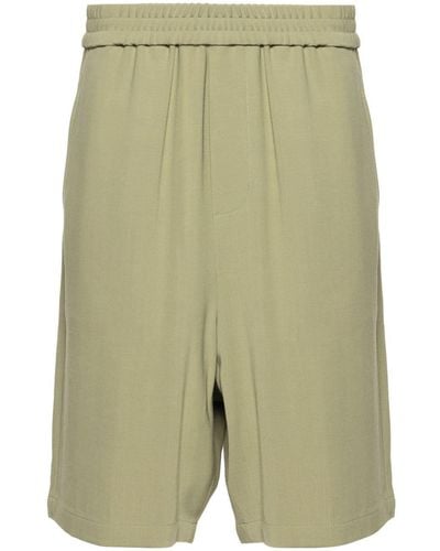 Ami Paris Logo-plaque Elasticated-waistband Shorts - Green