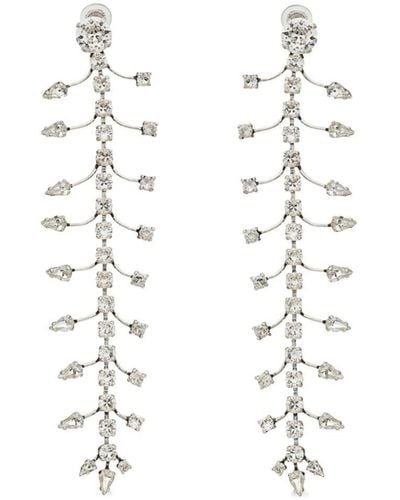 Saint Laurent Boucles d'oreilles pendantes serties de cristaux - Blanc