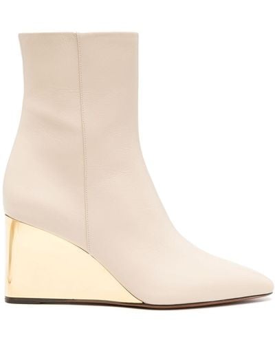 Chloé 80mm Rebecca leather wedge boots - Natur