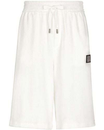Dolce & Gabbana Pantalones cortos de deporte con placa del logo - Blanco