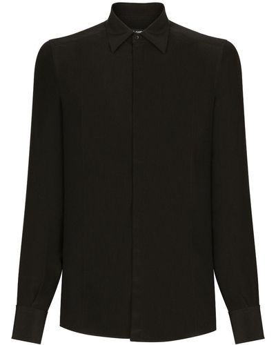 Dolce & Gabbana Classic-collar Button-up Silk Shirt - Black