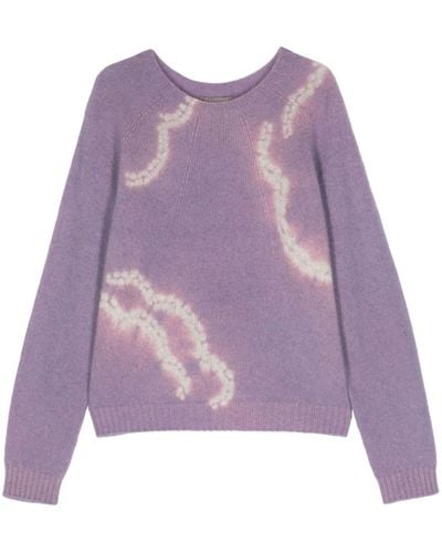 Suzusan Orinui Shibori Cloud-pattern Cashmere Jumper - Purple