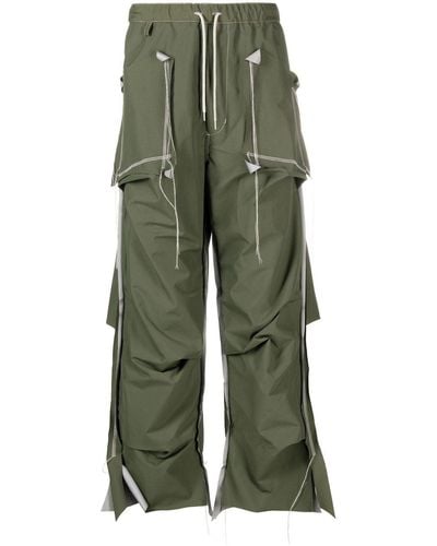 Sulvam Inside-out Cutting Tuck Pants - Green