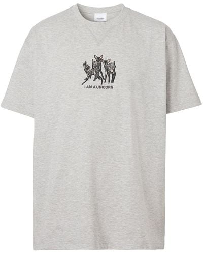 Burberry T-shirt Met Borduurwerk - Grijs