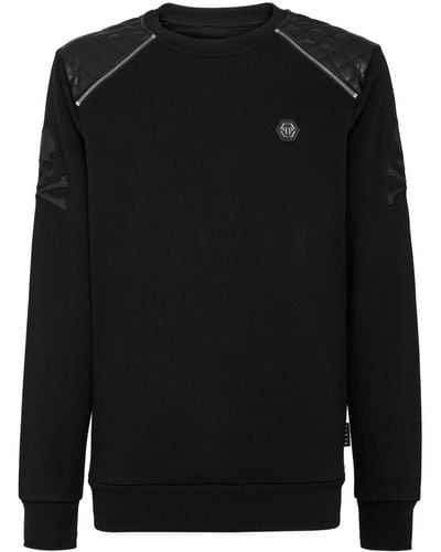 Philipp Plein Logo-appliqué Paneled Sweatshirt - Black