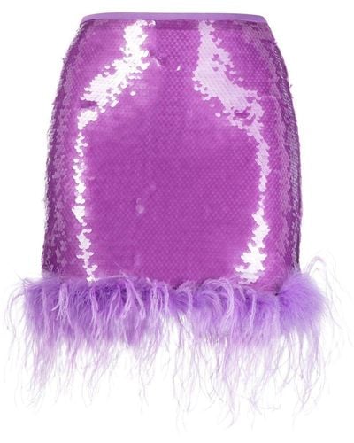 GIUSEPPE DI MORABITO Feather-embellished Sequin Skirt - Purple