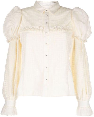Renli Su Textured Puff-sleeve Blouse - Natural