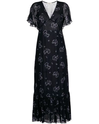 LoveShackFancy Kover Bow-print Maxi Dress - Black