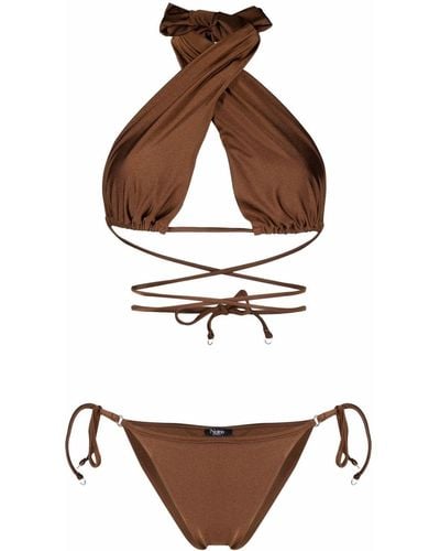 Noire Swimwear Set bikini con incrocio - Bianco