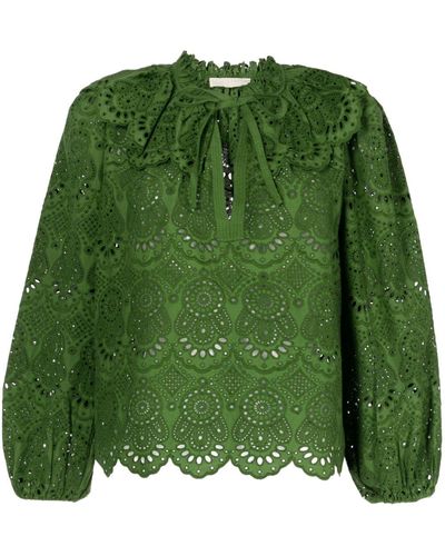 Ulla Johnson Eula Broderie-anglaise Blouse - Green