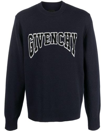 Givenchy Pull en maille à patch logo - Bleu