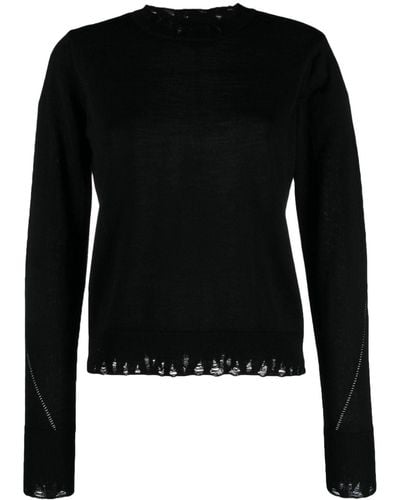 Thom Krom Distressed Merino-wool Sweater - Black