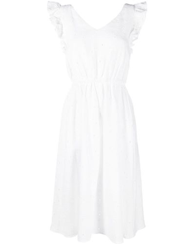PS by Paul Smith Embroidery-detail Ruffled Dress - White