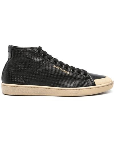 Saint Laurent Leather Mid-top Sneakers - Black
