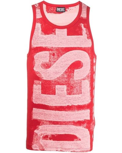 DIESEL Top sin mangas T-Lift-E1 con logo estampado - Rojo