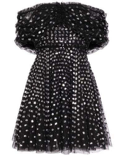 Needle & Thread Robe courte Grace Gloss à épaules dénudées - Noir