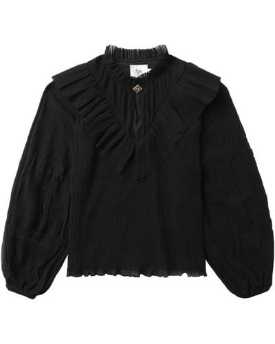Aje. Robyn Pleated Cut-out Blouse - Black