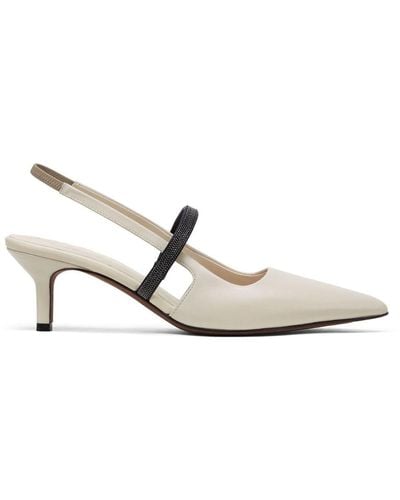 Brunello Cucinelli Pointed Leather Court Shoes - White