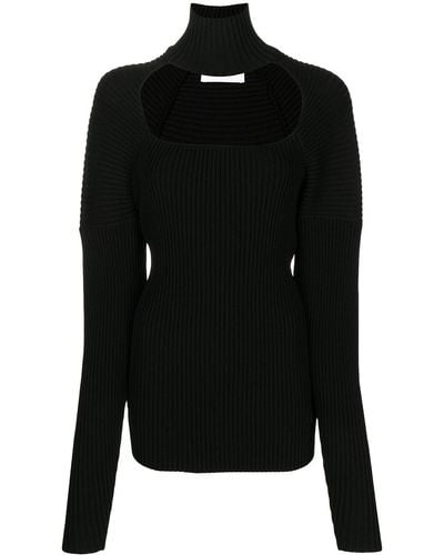 Ambush Ribbed-knit Cut-out Sweater - Black