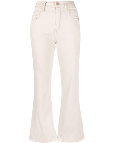 Jacob Cohen Embroidered-logo Cropped Flare Jeans - Natural