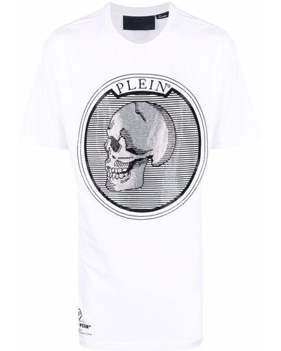 Philipp Plein Outline Skull Tシャツ - ホワイト