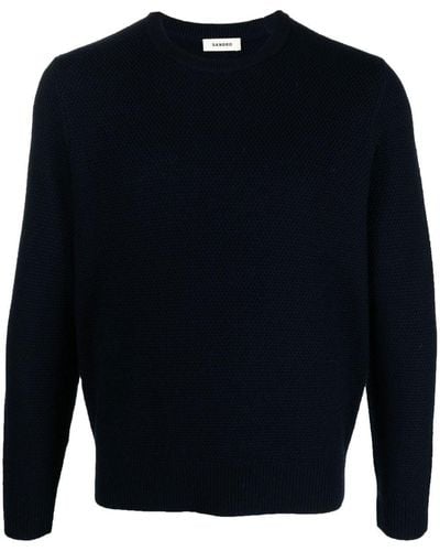 Sandro Brioche-stitch Wool-blend Sweater - Blue