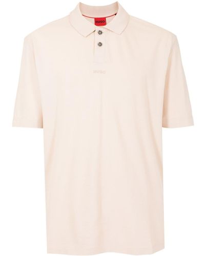 HUGO Logo-print Cotton Polo Shirt - Natural