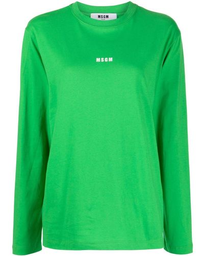 MSGM T-shirt en coton à logo imprimé - Vert