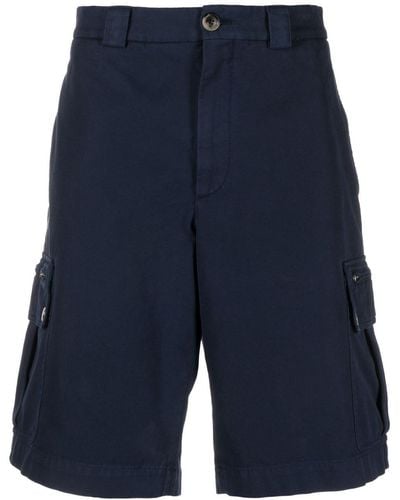 Brunello Cucinelli Straight-leg Cotton Bermuda Shorts - Blue