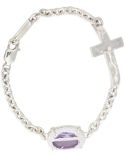 SWEETLIMEJUICE Oval Crucifix Chain Bracelet - Metallic