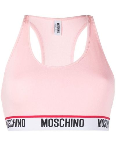 Moschino Sujetador deportivo con franja del logo - Rosa