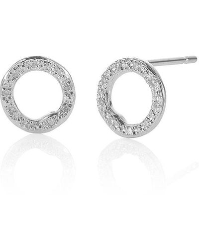 Monica Vinader Riva Circle Stud Diamond Earrings - Multicolour