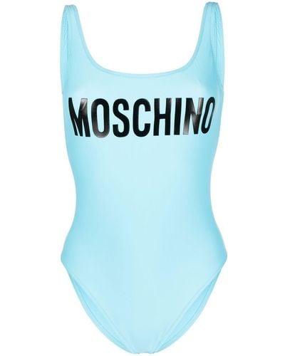 Moschino Badeanzug mit Logo-Print - Blau