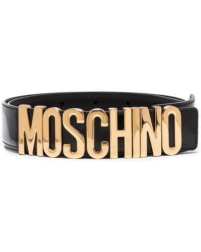 Moschino Cinturón con hebilla y placa del logo - Negro