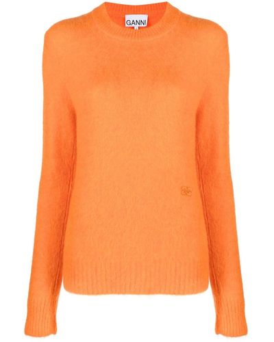Ganni Long-sleeved Knitted Sweater - Orange