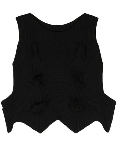 Issey Miyake Linkage Ribbed-knit Top - Black