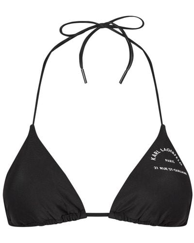 Karl Lagerfeld Top de bikini con estampado Rue St-Guillaume - Negro