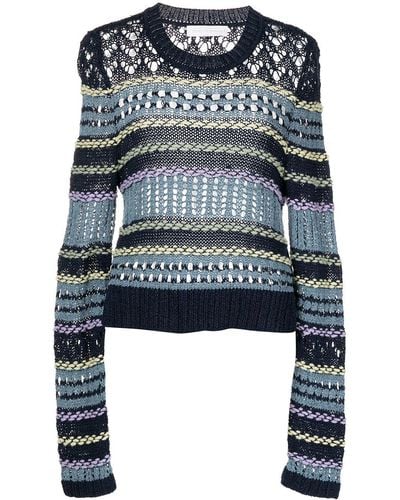 Jonathan Simkhai Striped Crochet-knit Sweater - Blue