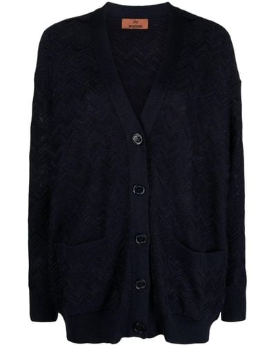 Missoni Zigzag Crochet-knit Cardigan - Blue