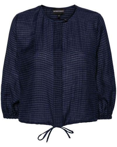 Emporio Armani Semi-sheer Jacquard Blouse - Blue