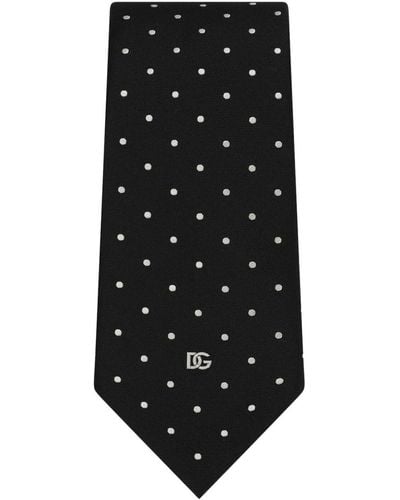 Dolce & Gabbana Cravate en soie à pois - Noir